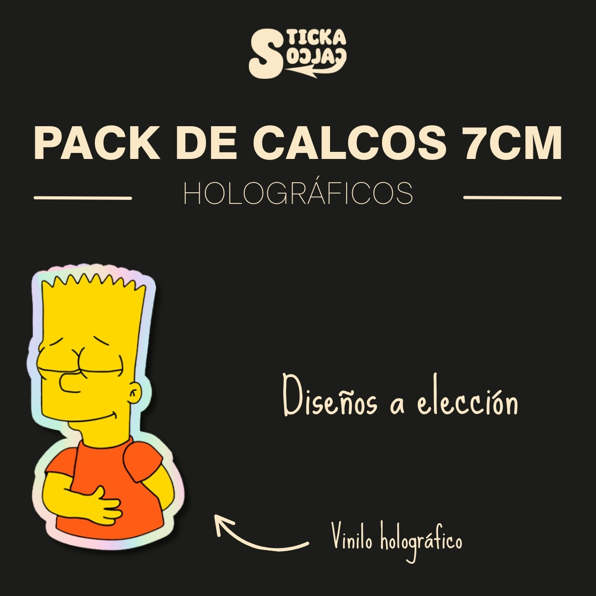 pack stickers a elección (7cm) <p> vinilo holográfico