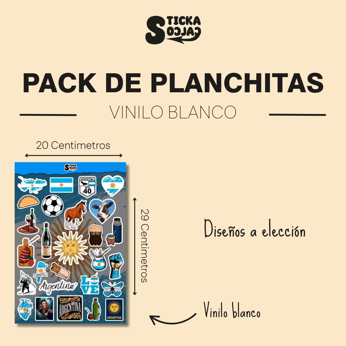 planchita stickers (20x29cm) <p> vinilo blanco